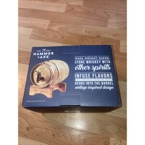 New Hammer + Axe Whiskey Barrel 1L, 800ml/27 fl oz Volume, Vintage Wood Design